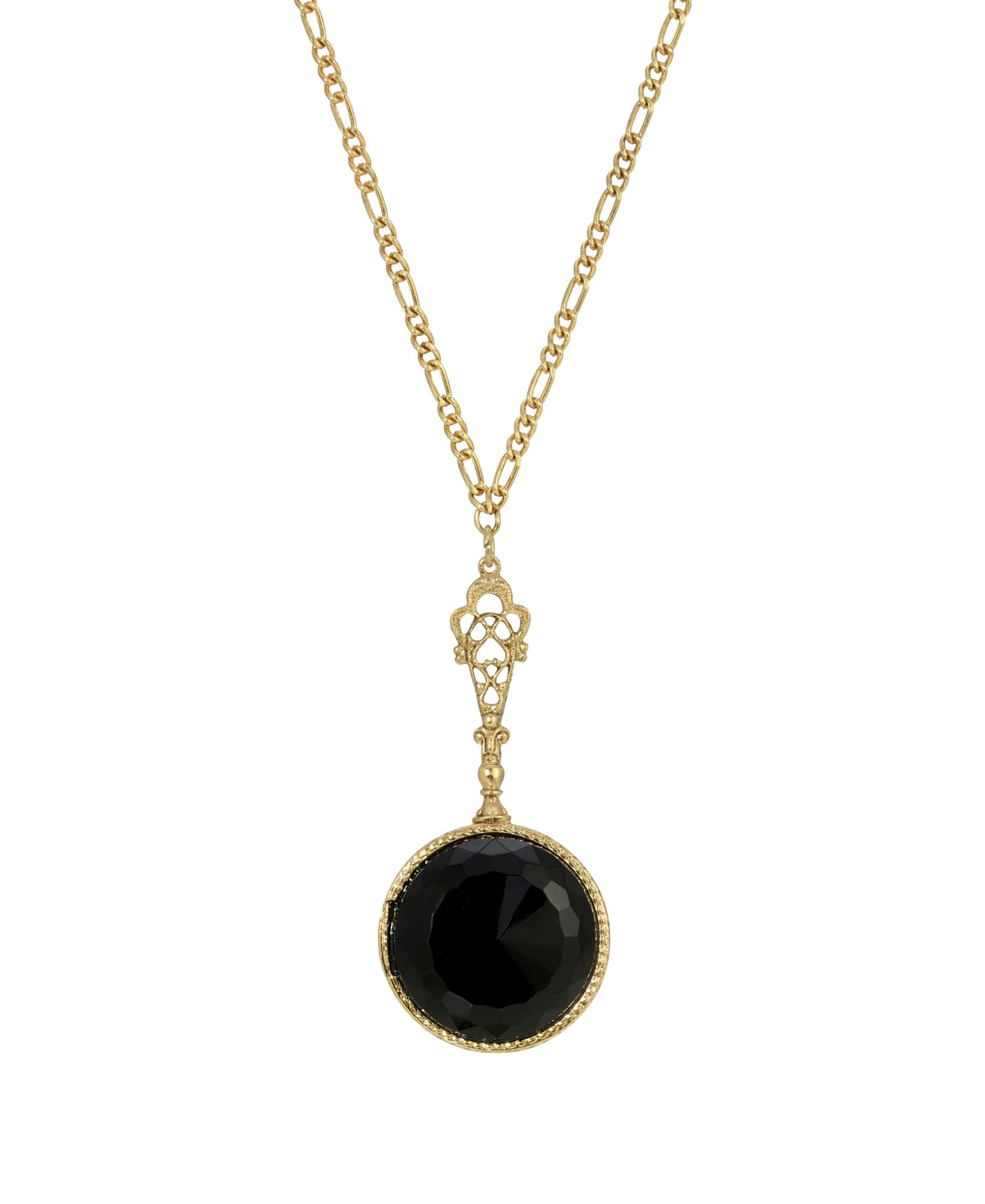 2028 Acrylic Black Round Pendant Necklace