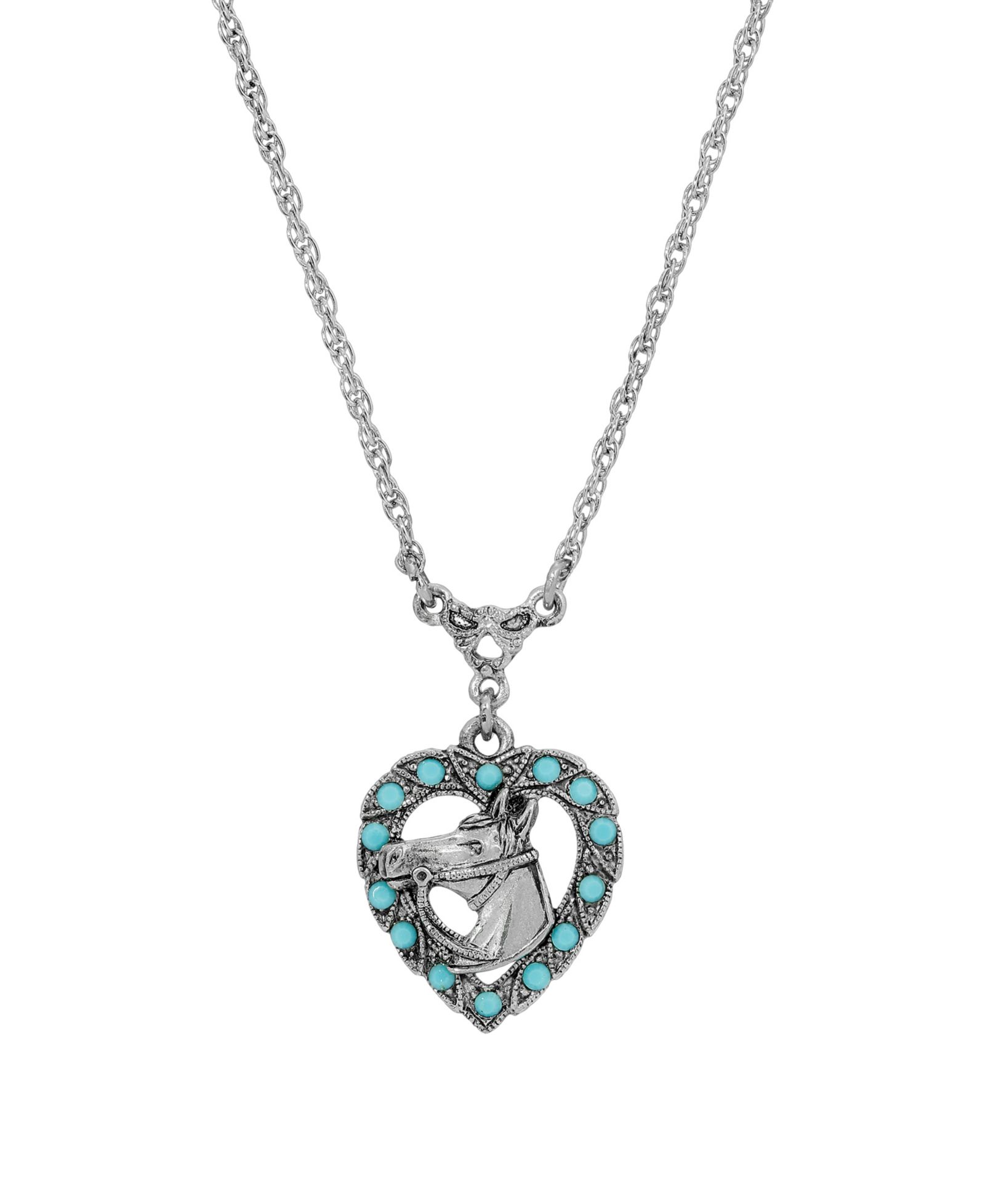 Ожерелье 2028 Crystal Turquoise Horse Head Heart Shaped