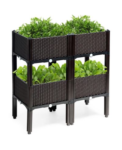 Set of 4 Raised Garden Bed Elevated Flower Vegetable Herb