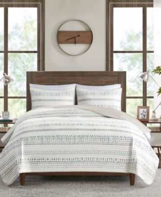 Madison Park Fraser Reversible Printed Microfiber Seersucker 3-Pc. Quilt Set, Full/Queen