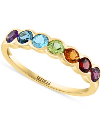 EFFY® кольцо с волнистым ободом и разноцветными камнями (7/8 карата суммарно) в позолоте из стерлингового серебра