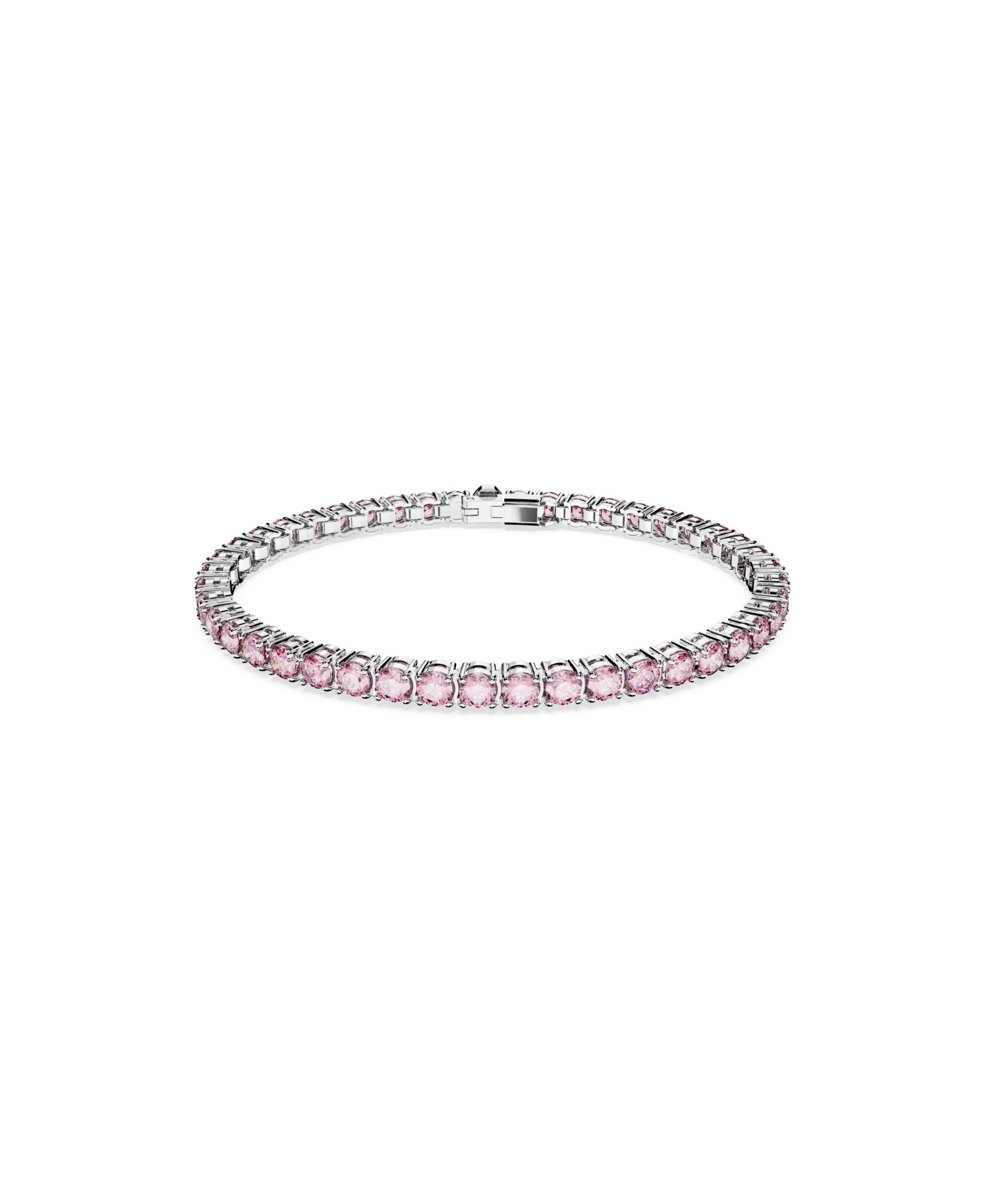 Браслет Swarovski Crystal Matrix Tennis Round Cut Pink Rhodium Plated