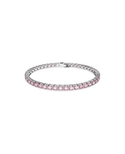 Браслет Swarovski Crystal Matrix Tennis Round Cut Pink Rhodium Plated