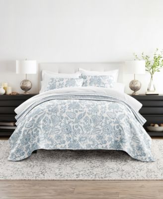 ienjoy Home Jacobean and Stripe Reversible 2-Pc. Lightweight Quilt Set, Twin/Twin XL