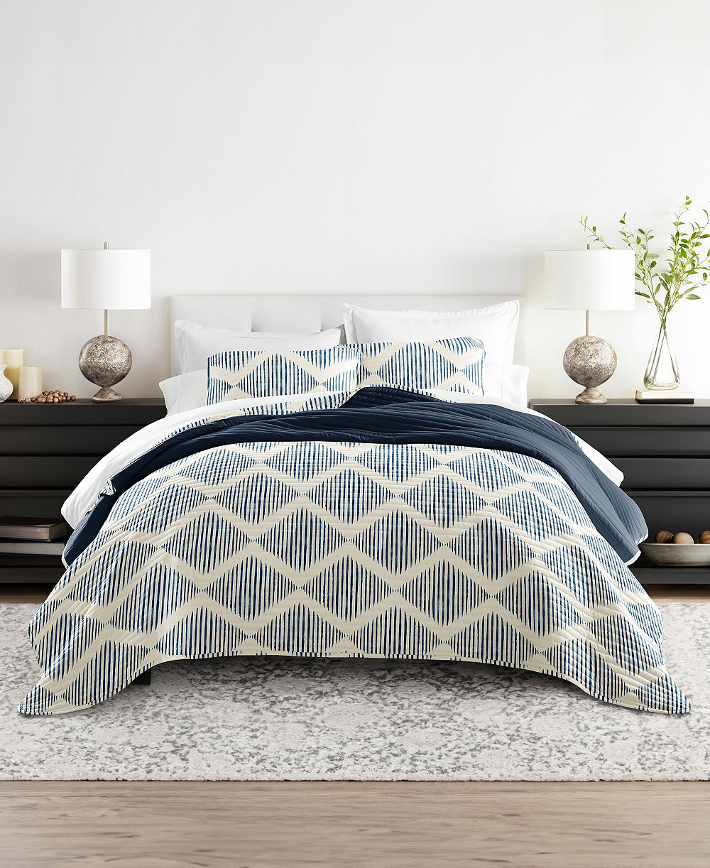 ienjoy Home Distressed Diamond Reversible 3-Pc. Lightweight Quilt Set, King/California King
