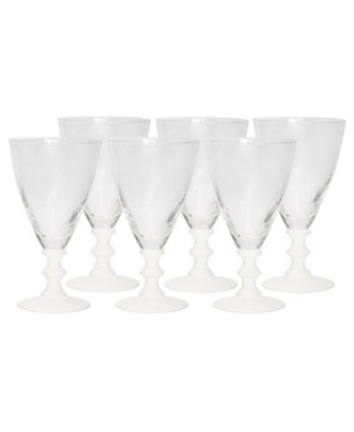 White Stemmed Wine Glasses, Set of 6