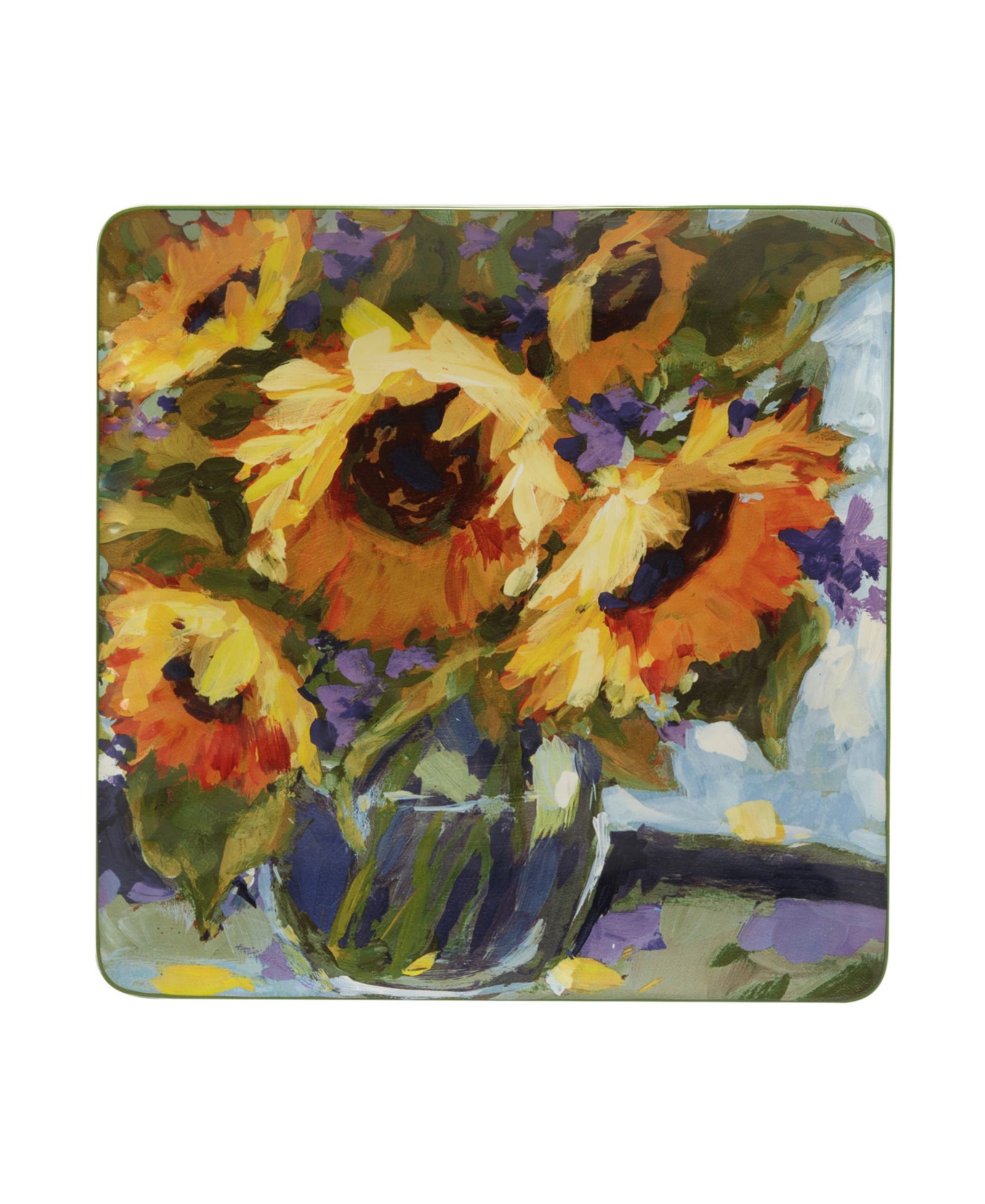 Certified International Sunflower Bouquet Square Platter, 12.5"