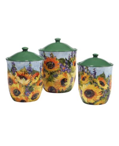 Certified International Sunflower Bouquet 3-Piece Canister Set
