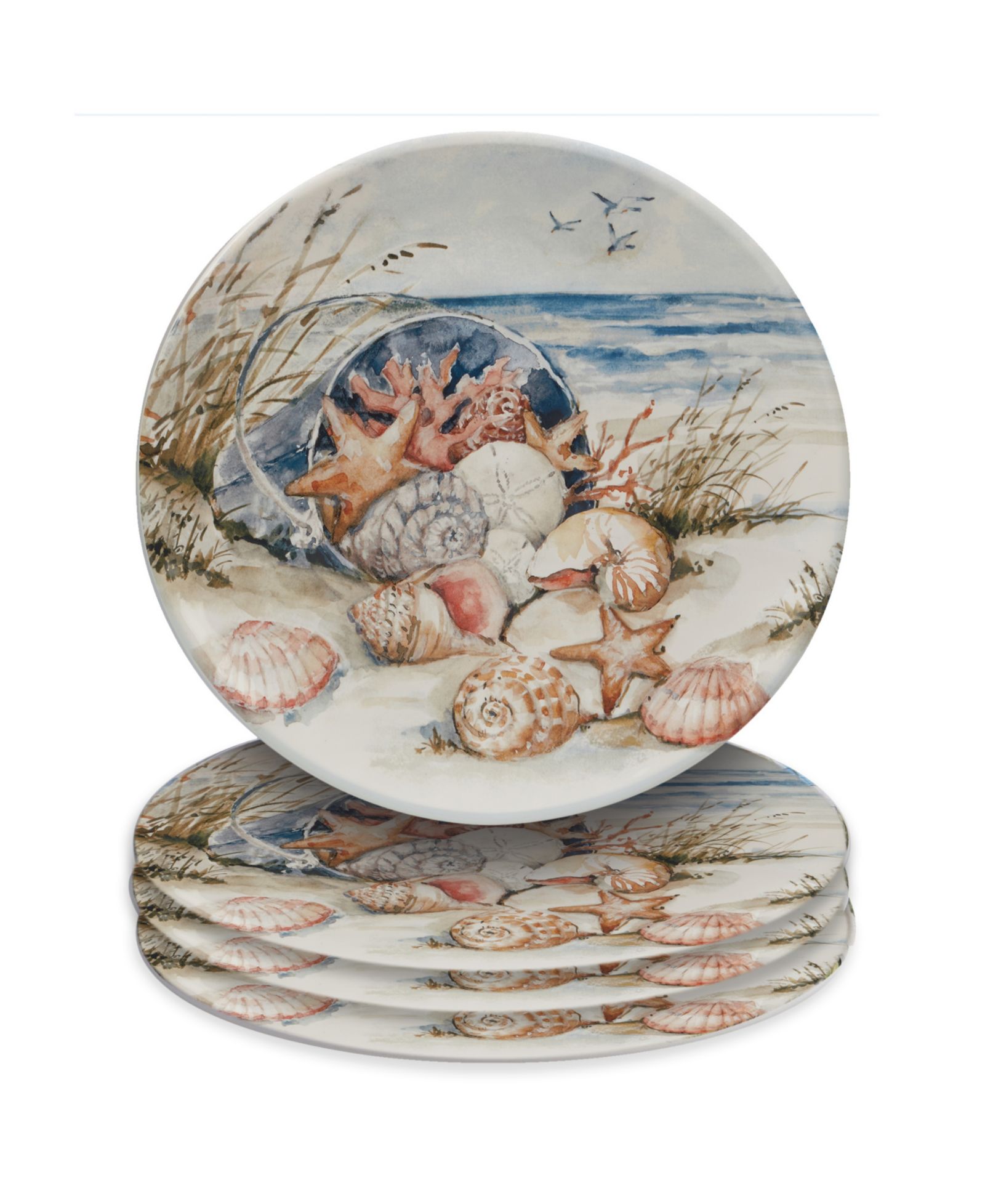 Certified International Coastal Landscape Dinner Plates, Set of 4