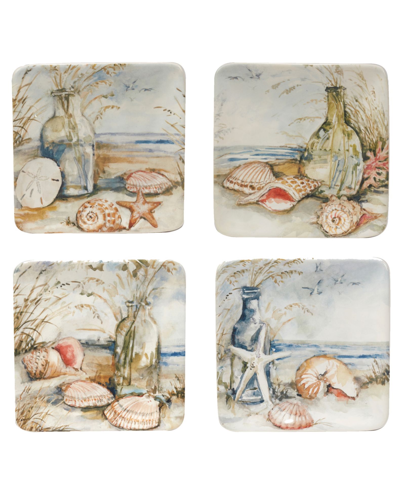 Certified International Coastal Landscape Canape Plates, Set of 4