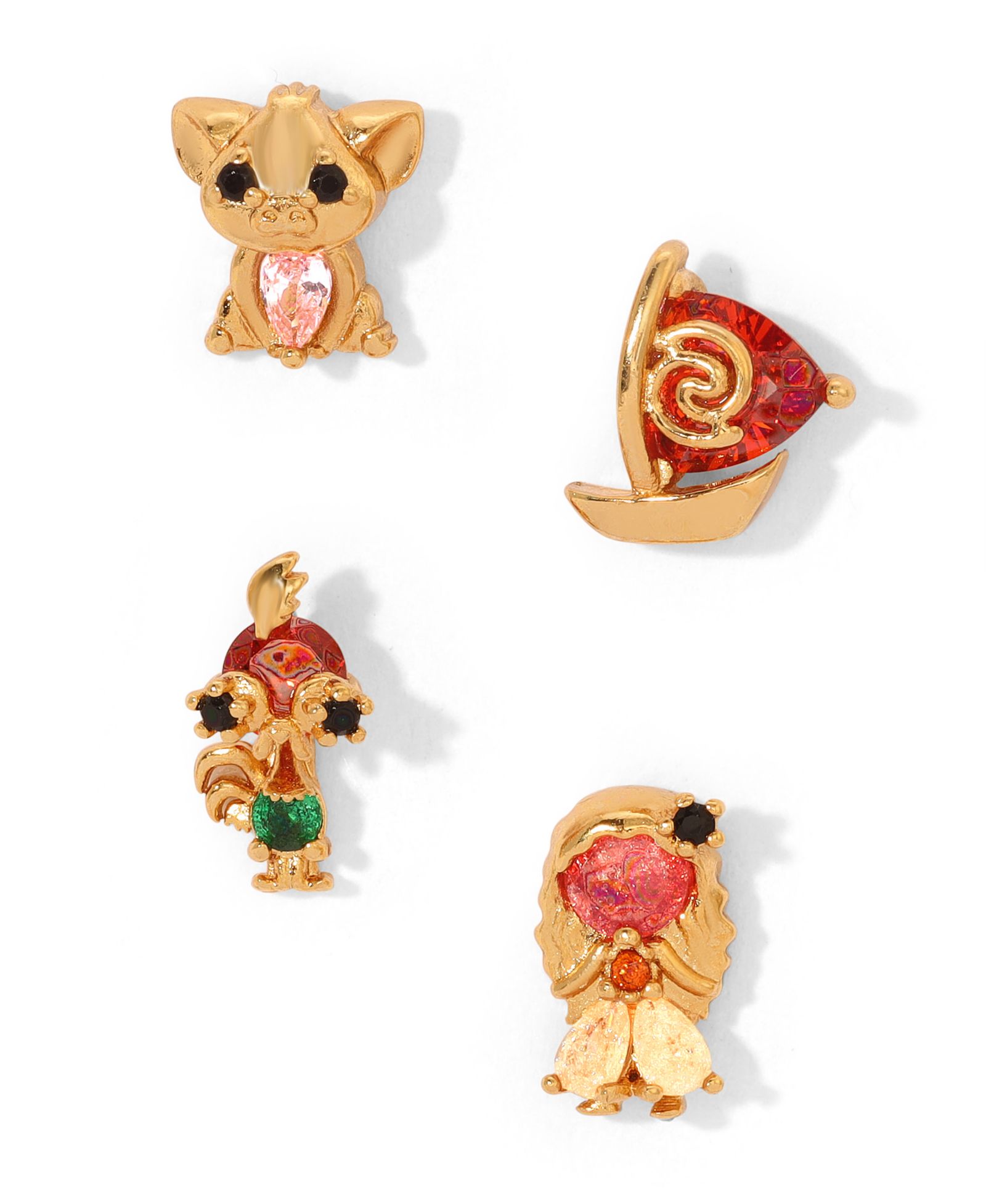 Girls Crew Crystal Multi-Color Disney Princess Moana Stud Earring Set