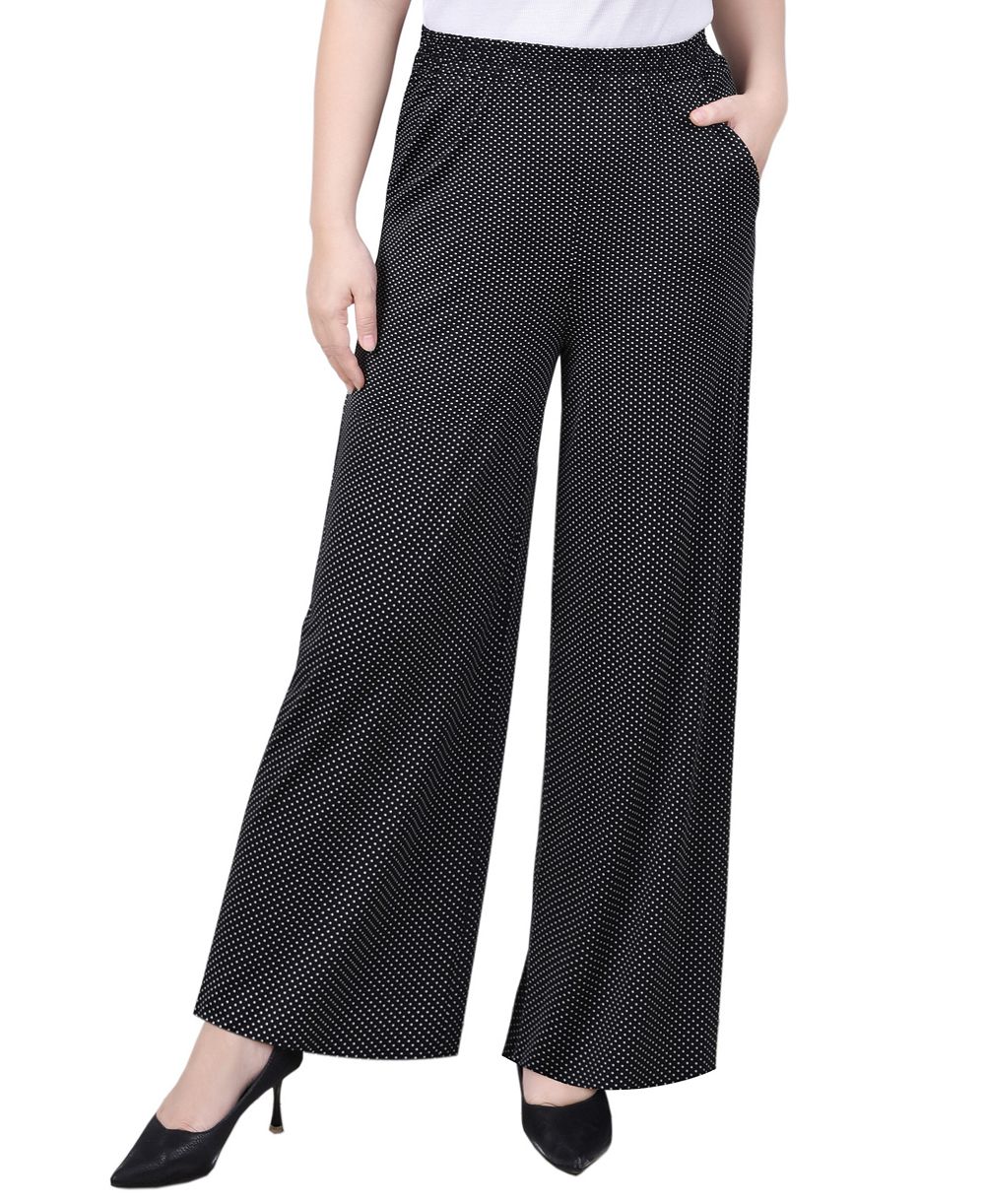 NY Collection Petite Wide Leg Pull On Pants