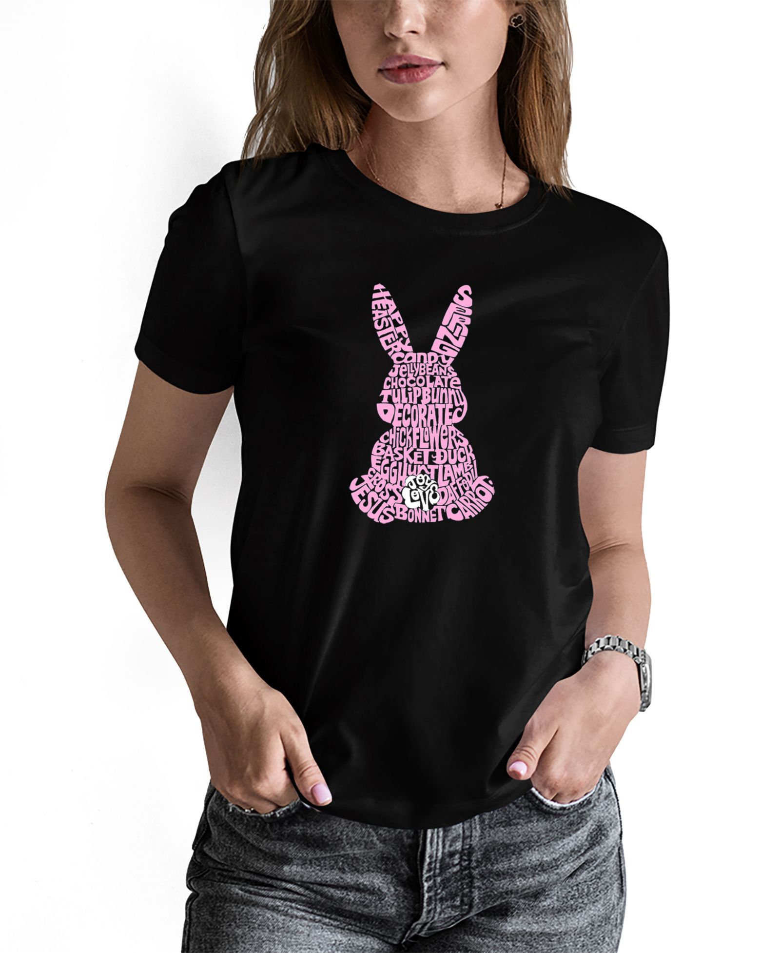 Женская футболка LA Pop Art Word Art Easter Bunny Short Sleeve