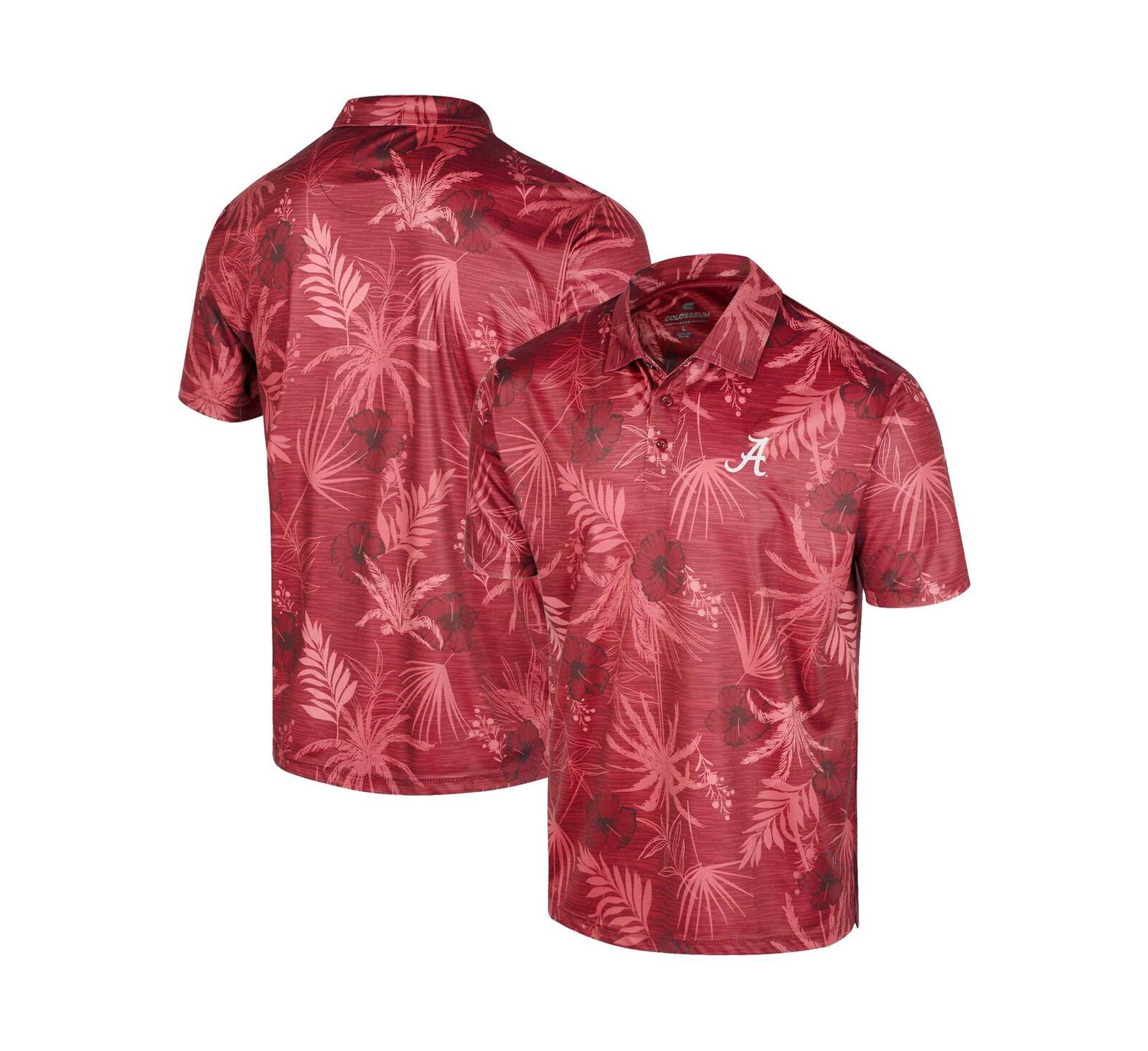 Men's Colosseum Crimson Alabama Crimson Tide Palms Team Polo Shirt