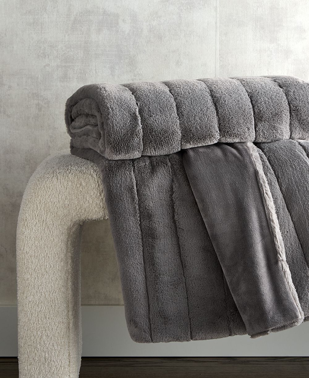 Hotel Collection Channeled Faux Fur Throw, 50" x 60", Exclusively at Macy’s