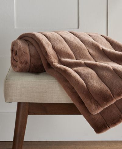 Hotel Collection Channeled Faux Fur Throw, 50" x 60", Exclusively at Macy’s