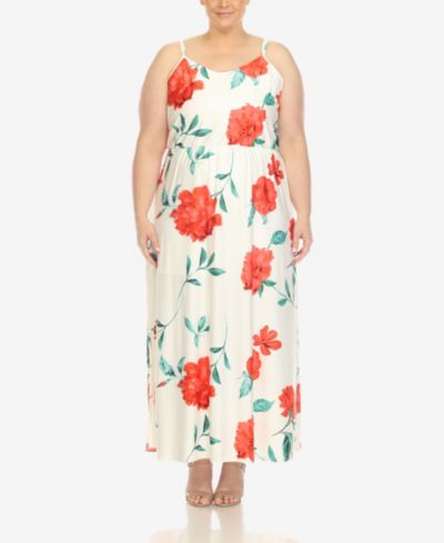 White Mark Plus Size Floral Strap Maxi Dress