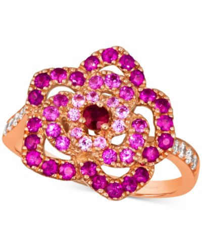 Le Vian Кольцо-цветок с многоцветными драгоценными камнями и Nude Diamond в 14k Rose Gold