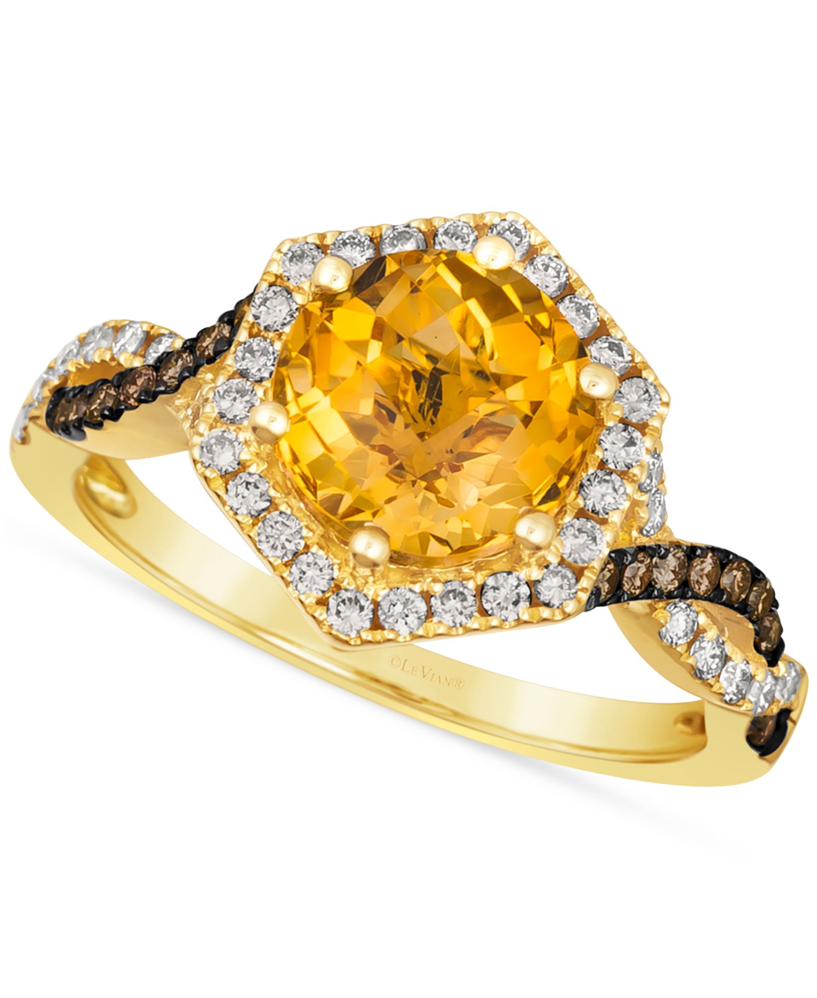 Кольцо Le Vian® Cinnamon Citrine & Diamond Halo Twist в 14k Gold