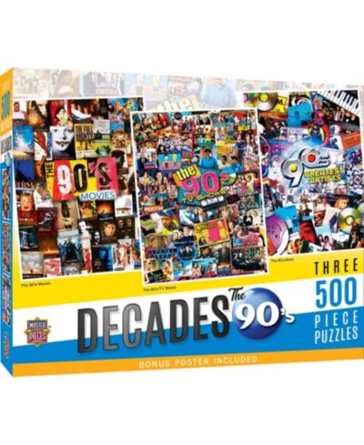 Набор пазлов Decades - The 90's, 3 упаковки по 500 деталей