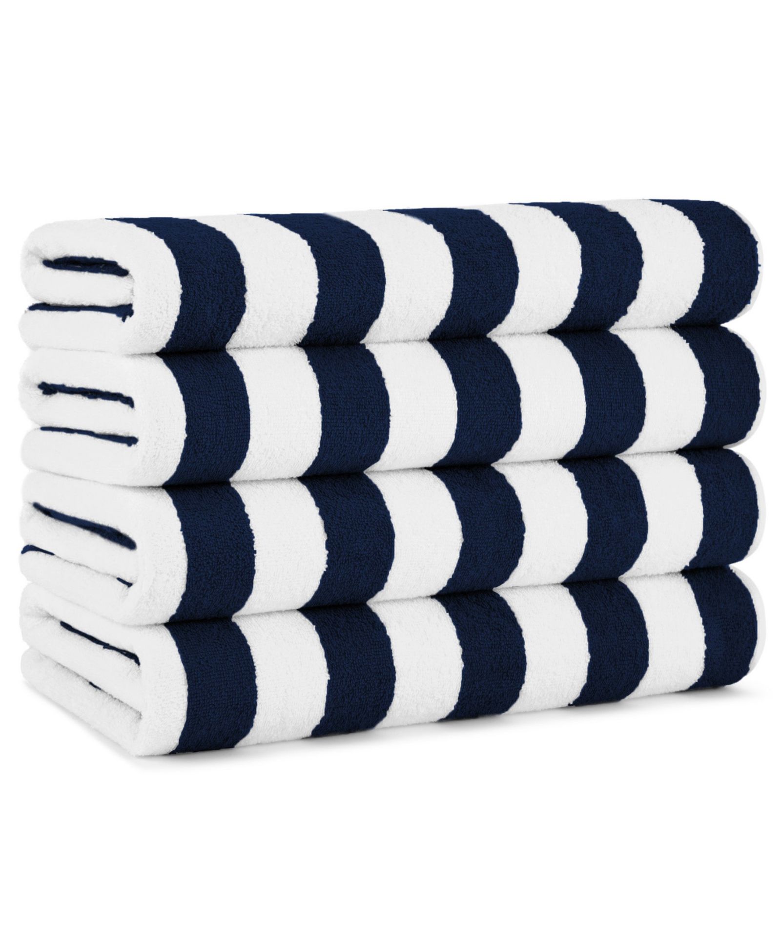 Arkwright Home California Cabana Beach Towel (4 Pack, 30x70 in.), Striped, Soft Ringspun Cotton, Oversized Cabana Pool Towel