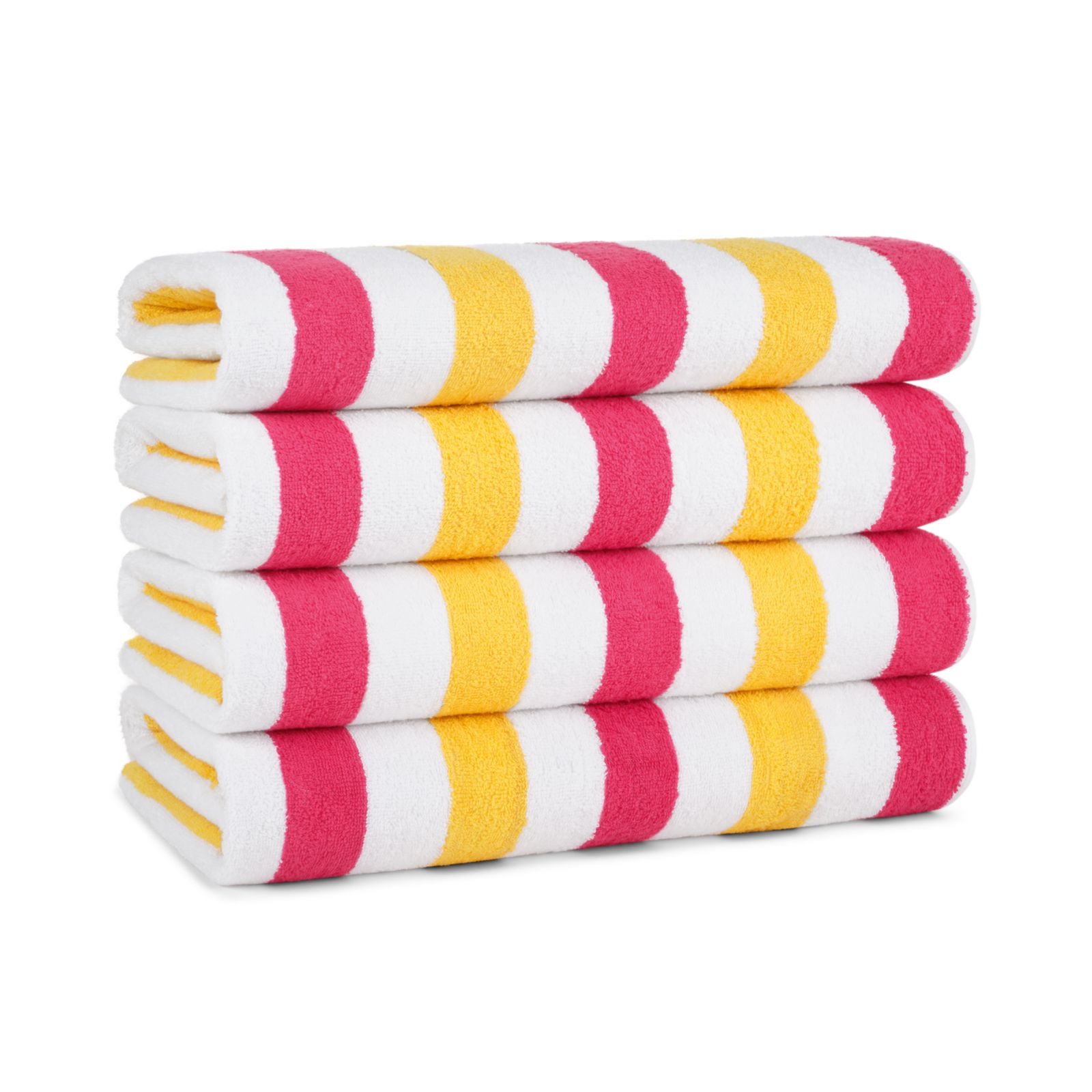 Arkwright Home Cabo Cabana Beach Towel (4-Pack, 30x70 in.), Soft Ringspun Cotton, Alternating Stripe Colors, Oversized Cabana Pool Towel