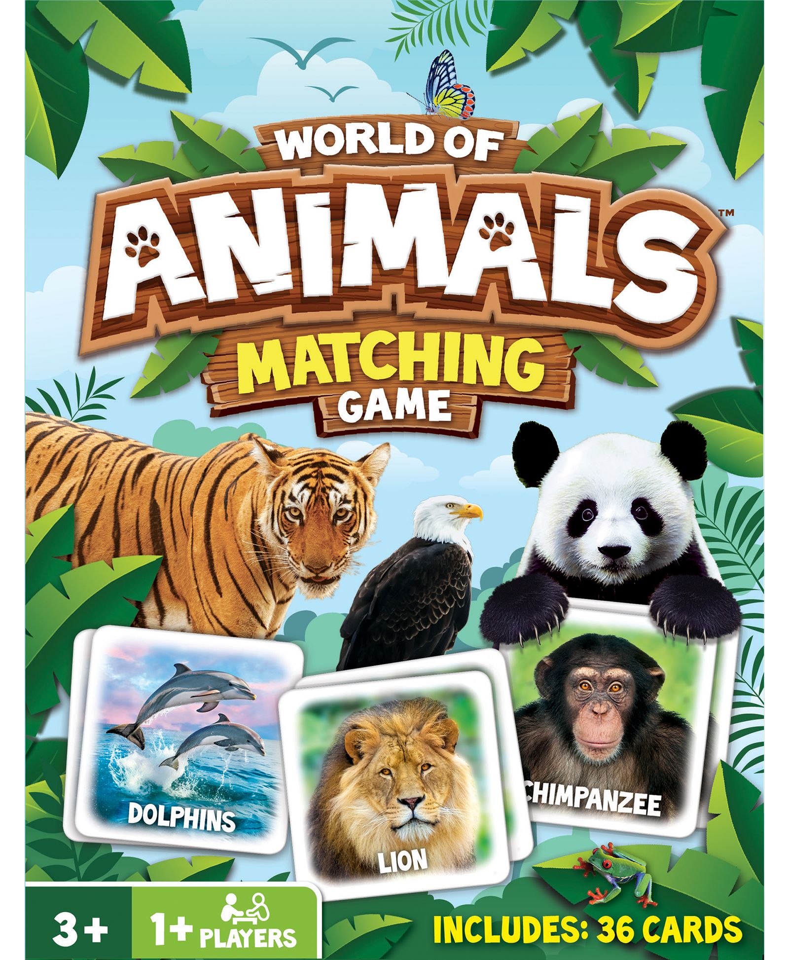 Masterpieces Puzzles World of Animals 36 Cards Matching Card Game, Ages 3+
