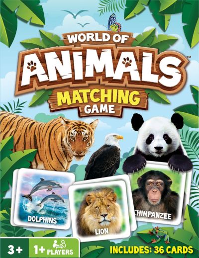 Masterpieces Puzzles World of Animals 36 Cards Matching Card Game, Ages 3+