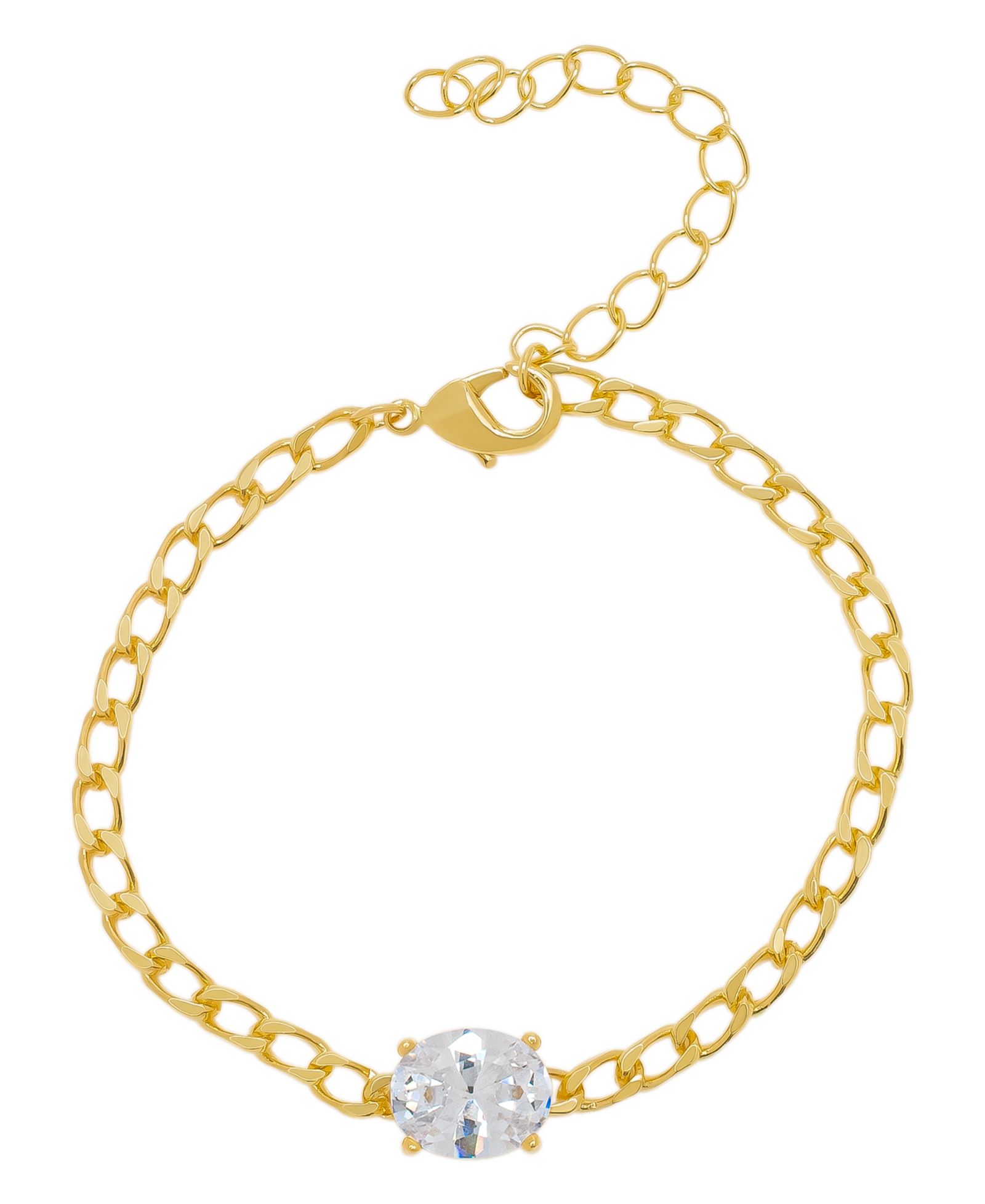 Macy's Браслет с овальными звеньями из кубического циркония, позолота 14K Gold