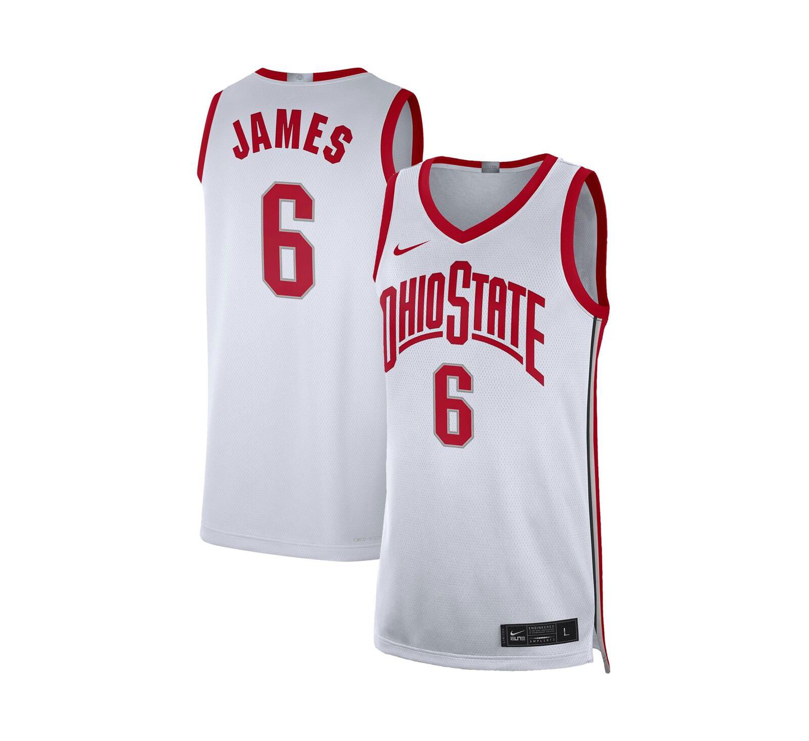 Мужская баскетбольная джерси Nike LeBron James White Ohio State Buckeyes Limited