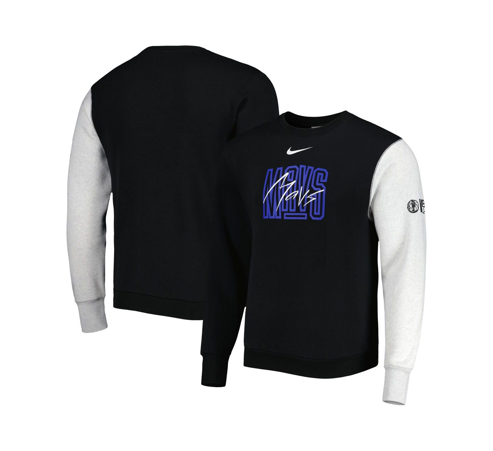 Мужская толстовка Nike Black, Heather Gray Dallas Mavericks Courtside Versus Force & Flight Pullover