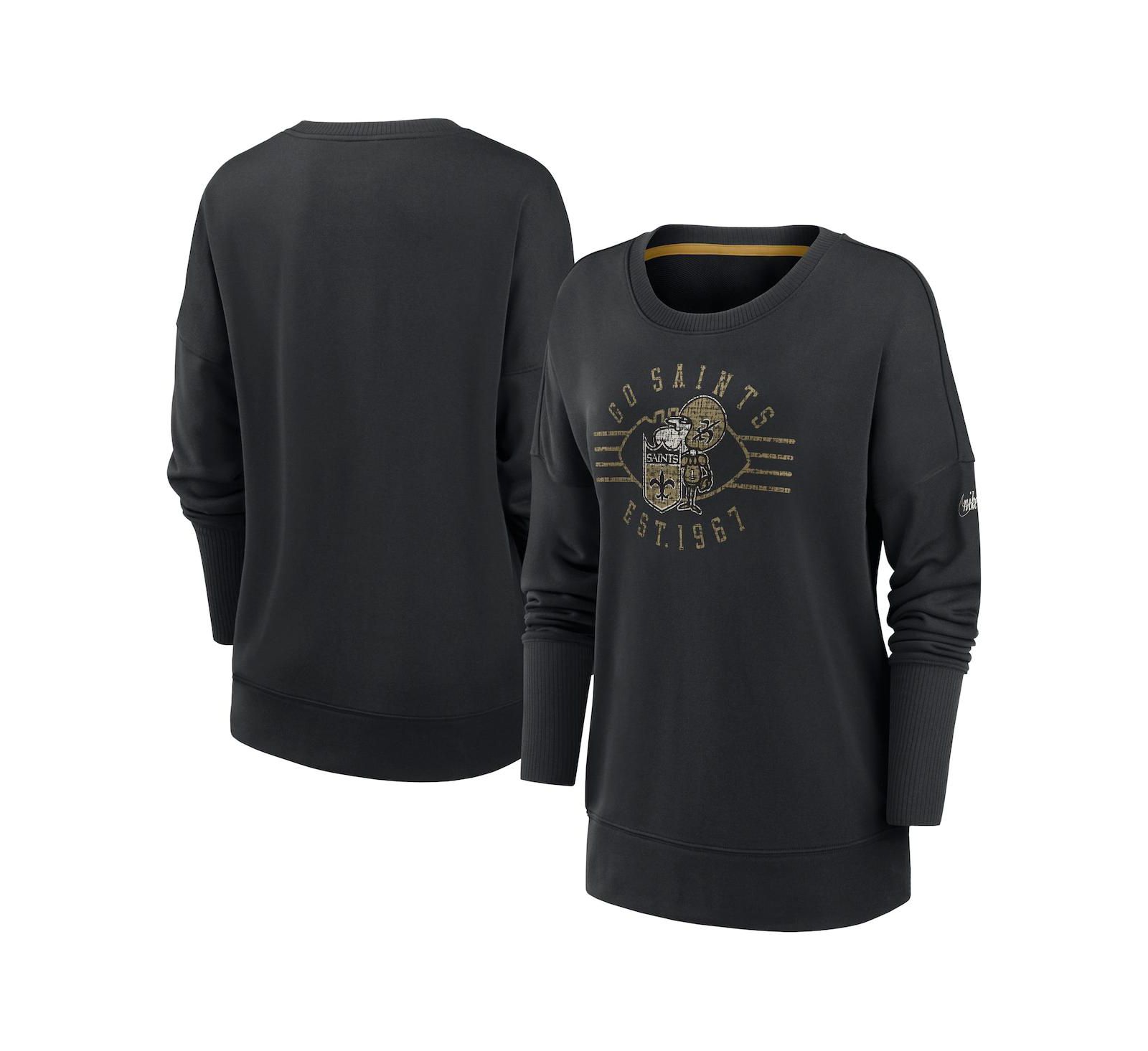 Women's Nike Black New Orleans Saints Rewind Playback Icon Performance Pullover Sweatshirt
