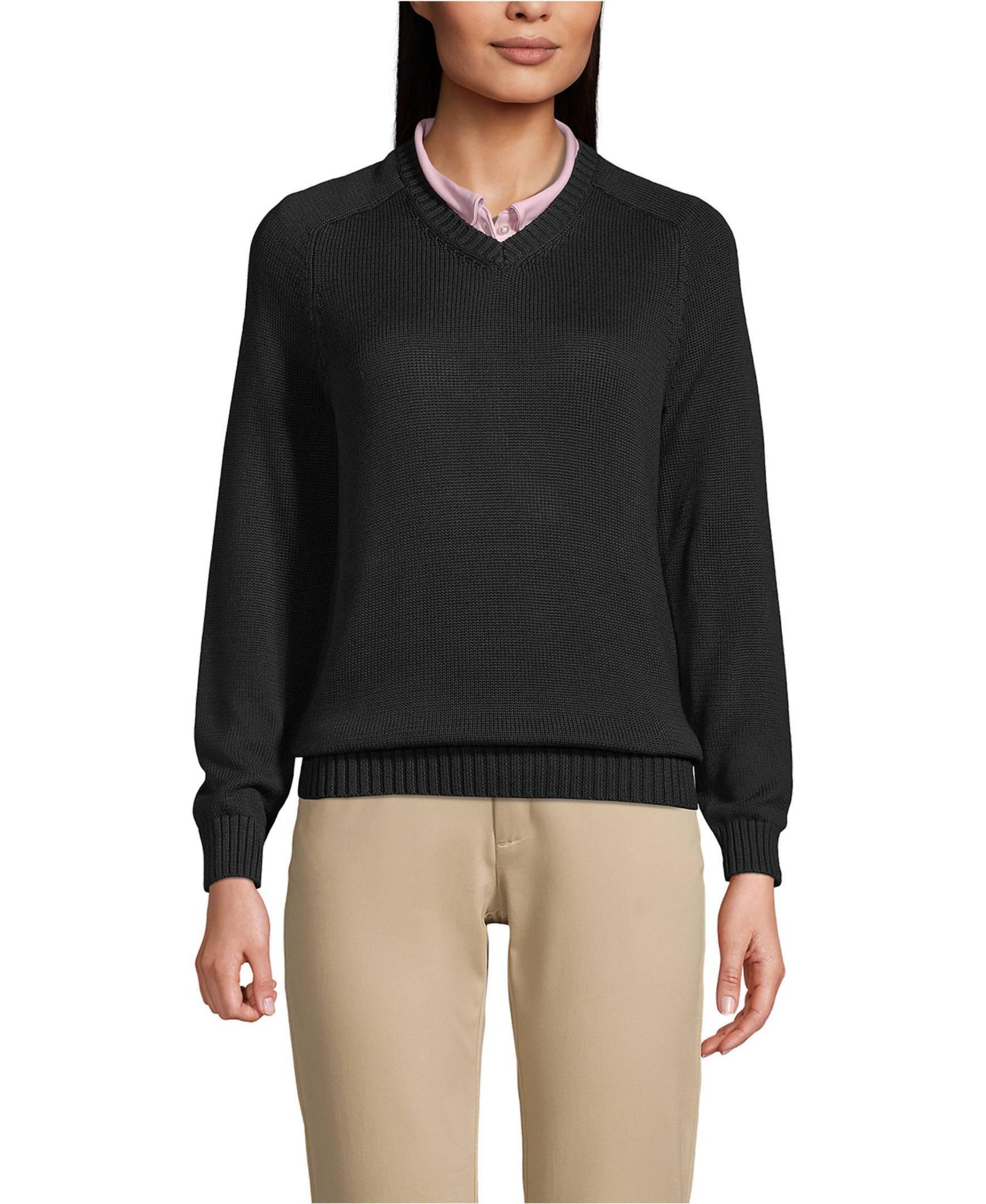 Lands' End Women's Legacy V-neck Sweater