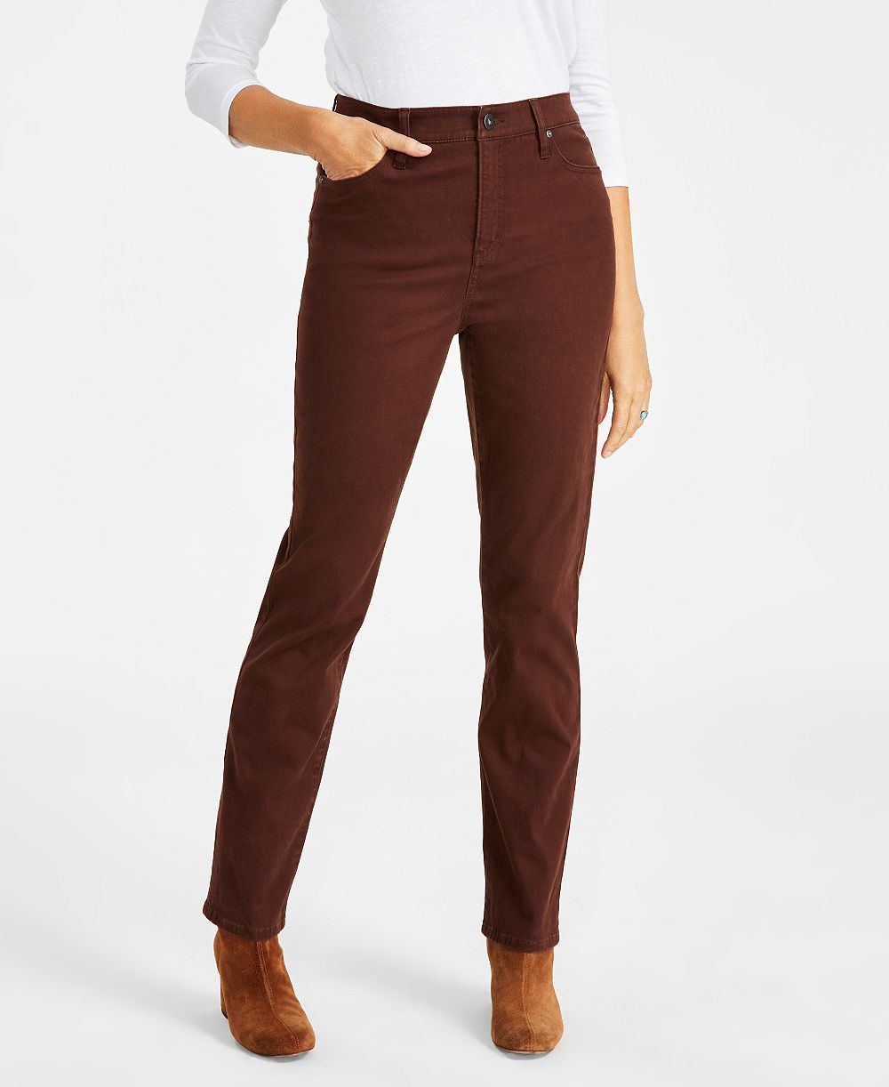 Style & Co Women's Straight-Leg High-Rise Twill Pants, Created for Macy's