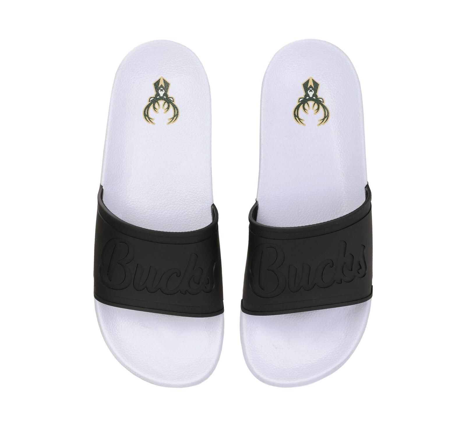 Женские шлепанцы FOCO Milwaukee Bucks Script Wordmark Slide Sandals