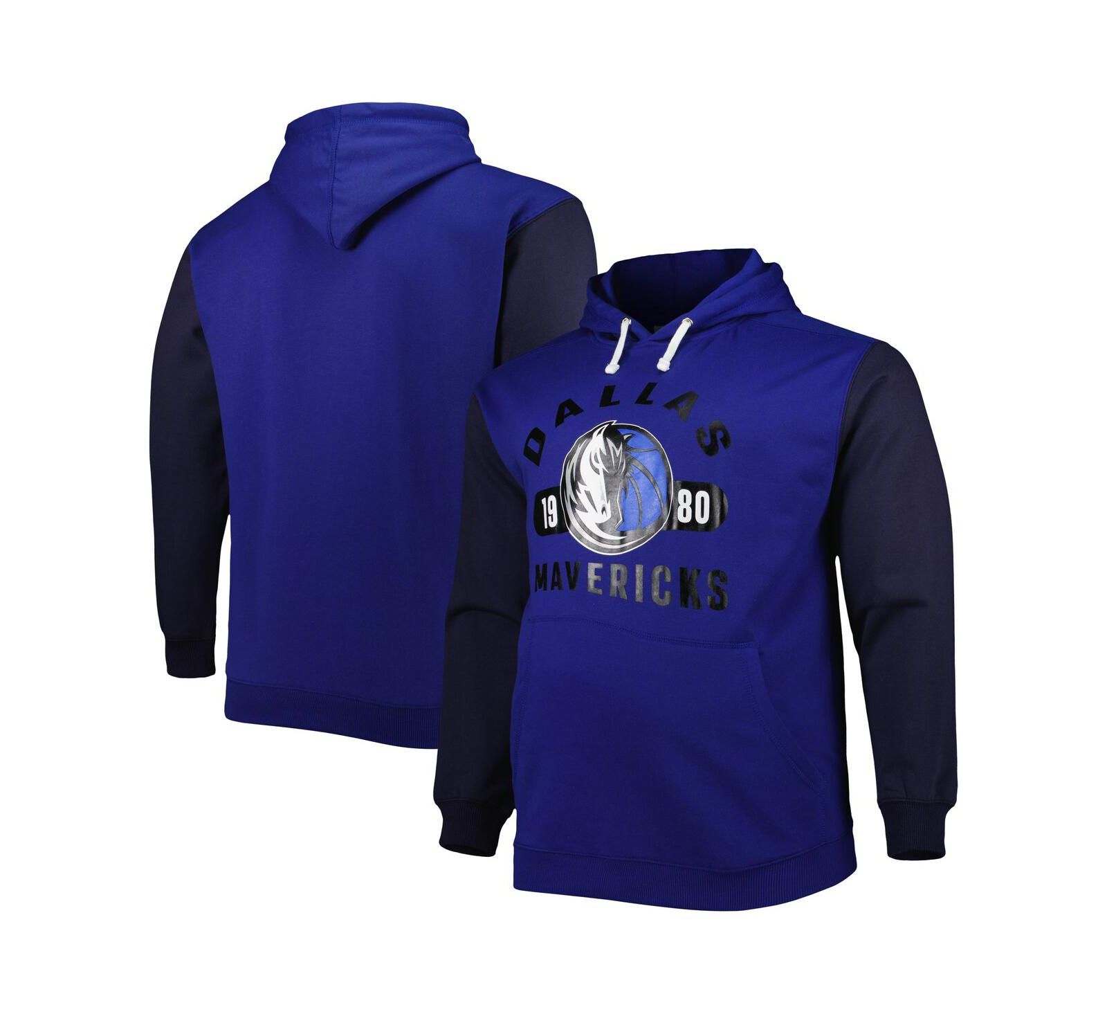 Мужская толстовка Fanatics Blue Navy Dallas Mavericks Big and Tall Bold Attack Pullover