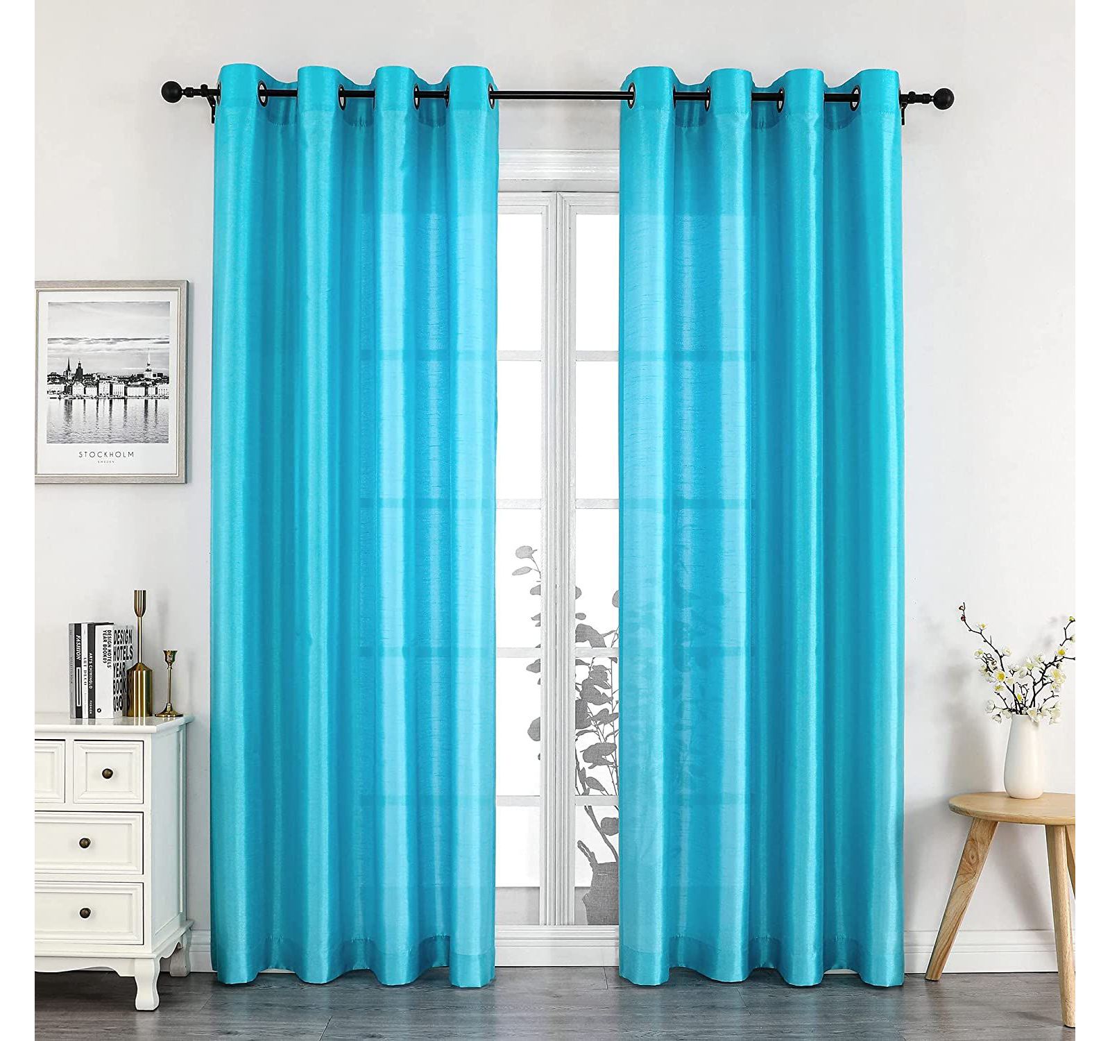 Kate Aurora Artisan Lightweight Transparent Faux Silk Sheer Grommet Single Curtain Panel