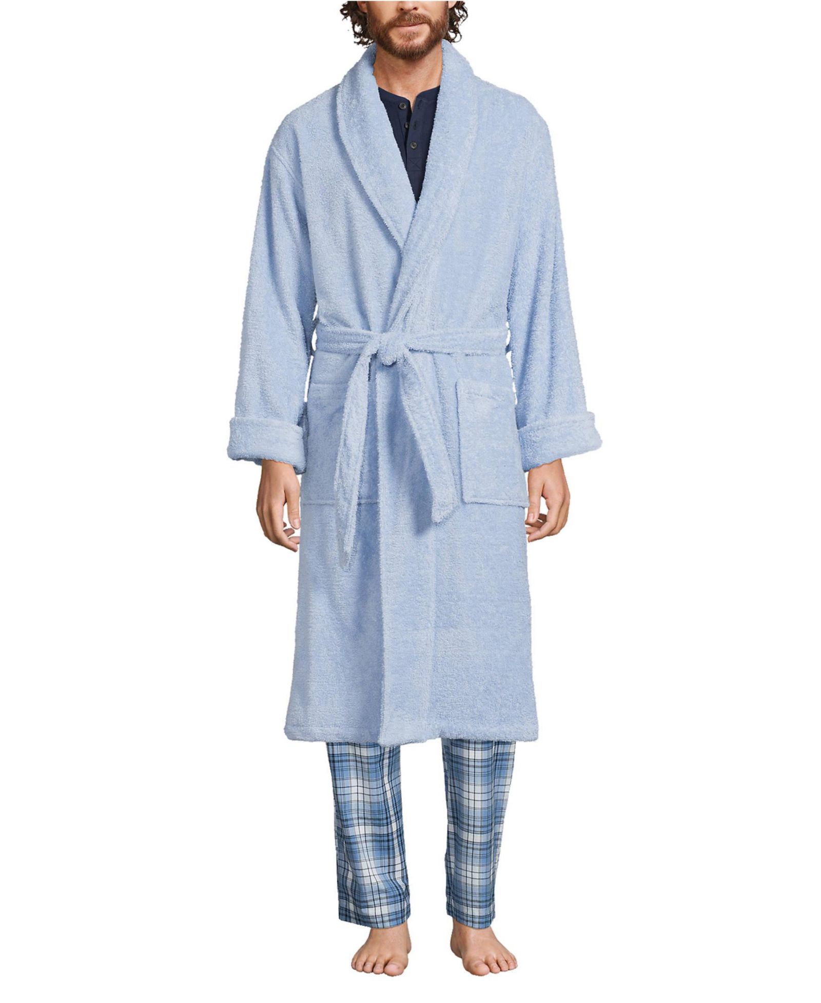 Lands' End Men's Calf Length Turkish Terry Robe