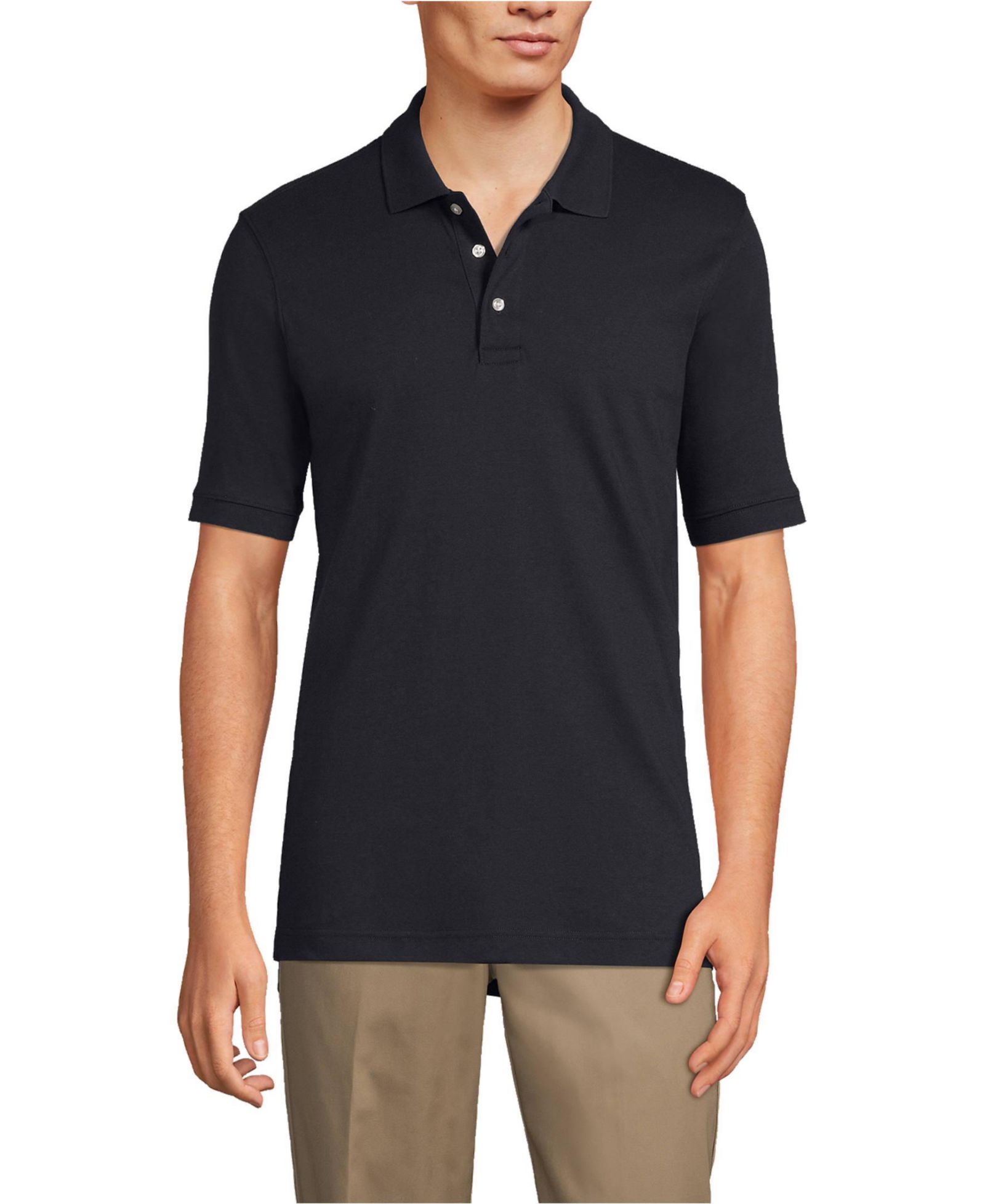 Lands' End Men's School Uniform Short Sleeve Interlock Polo Shirt