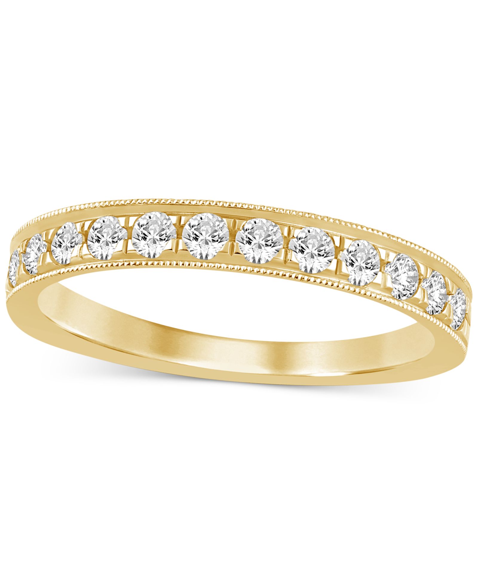 Macy's Кольцо Diamond Milgrain Band (1/2 ct. t.w.) в 14k White or Yellow Gold
