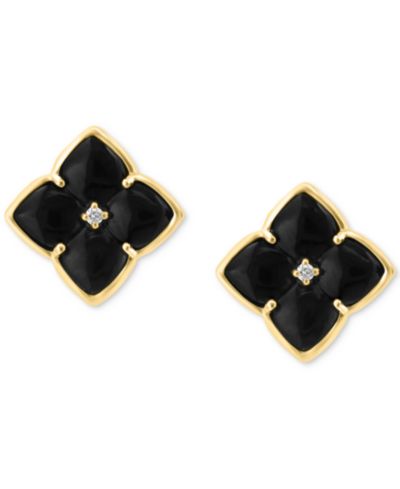 Серьги-гвоздики EFFY® Onyx & Diamond Accent Fancy в 14k Gold