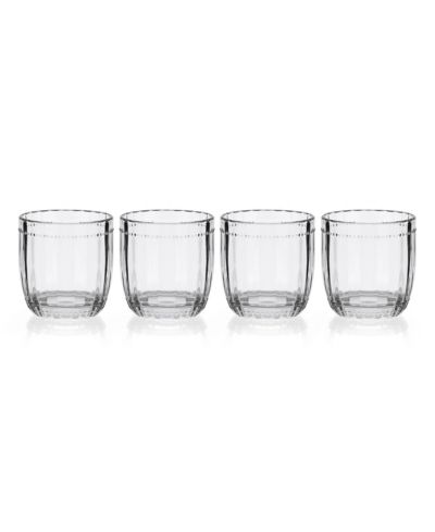 Fitz and Floyd Beaded 10-oz Double Old Fashioned Glasses 4-Piece Set