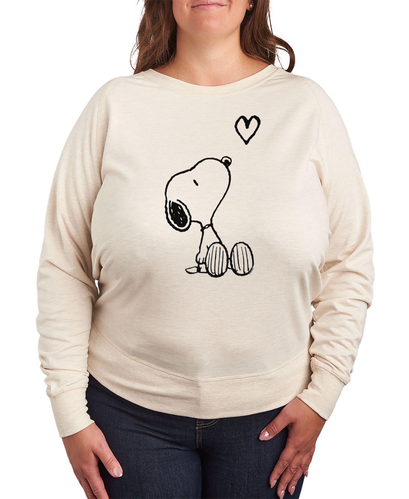 Пуловер Hybrid Apparel Trendy Plus Size Snoopy Long Sleeve Graphic Top