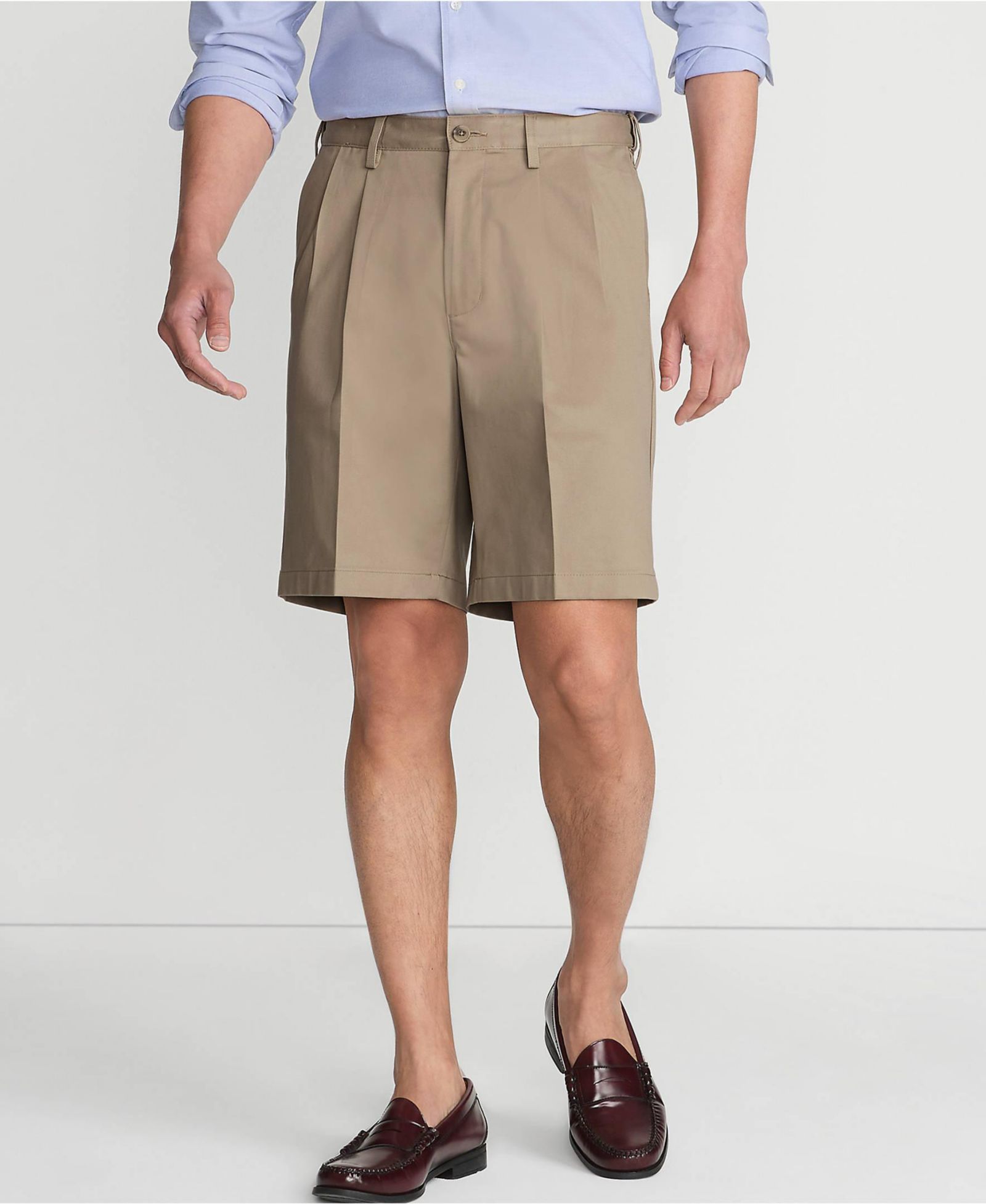 Lands' End Men's No Iron 9" Comfort Waist Pleated Front Chino Short