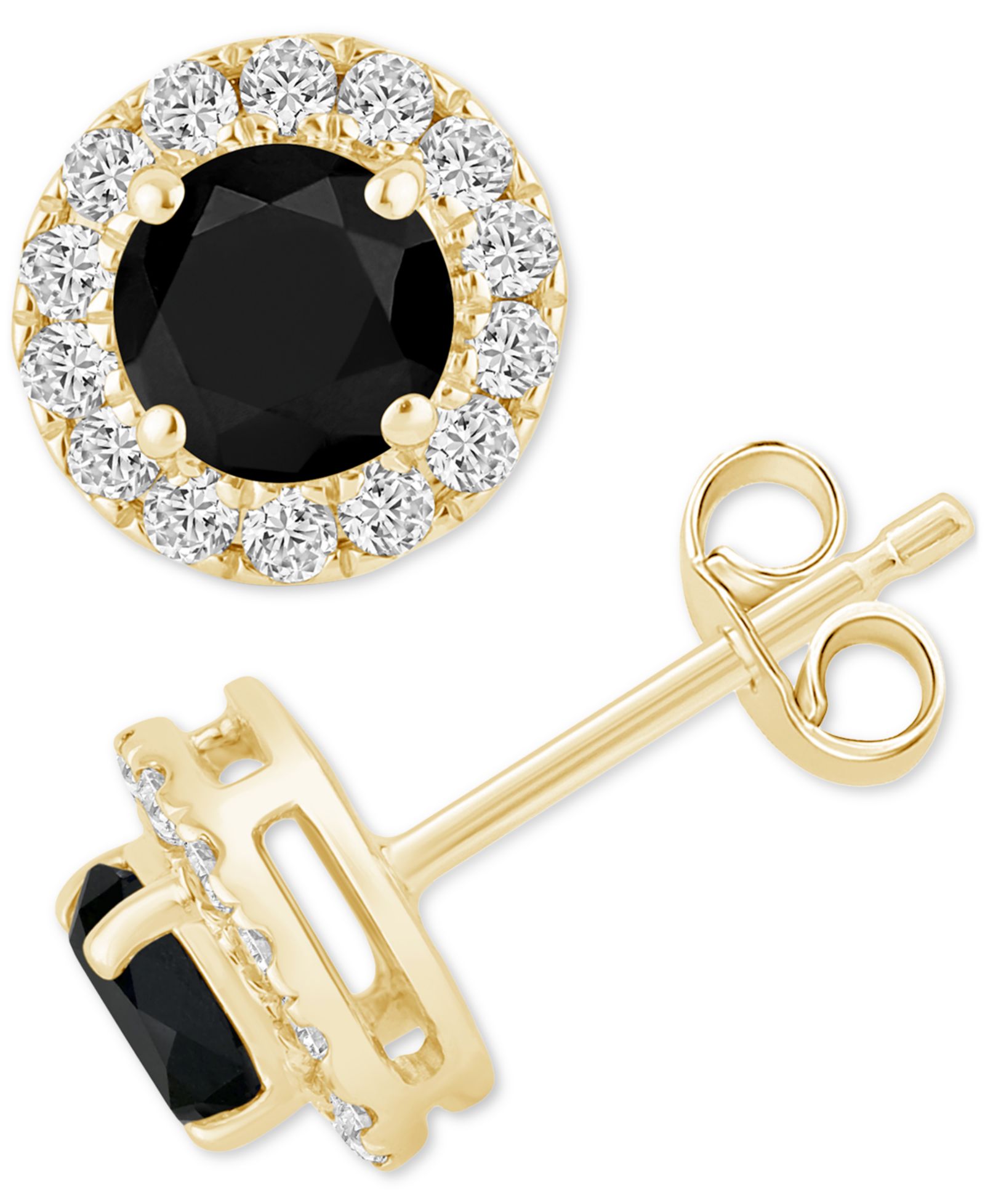 Серьги-гвоздики Black Diamond & White Diamond в золоте 14k