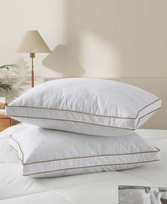 UNIKOME Diamond Quilted Goose Feather Gusseted 2-Pack Pillows, Queen