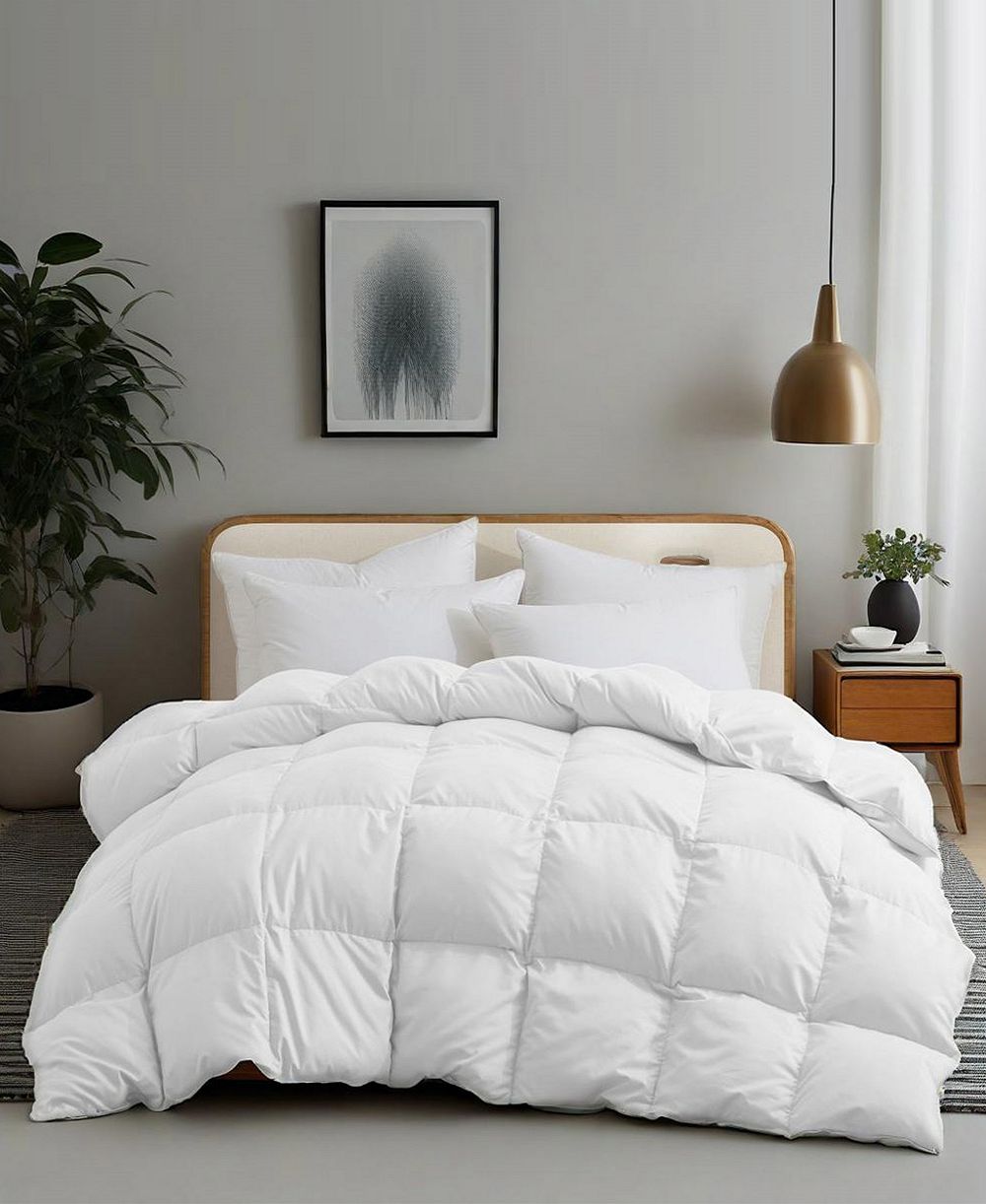 Одеяло UNIKOME 360 Thread Count All Season Box Quilted White Goose Down and Feather Fiber Comforter, Full/Queen