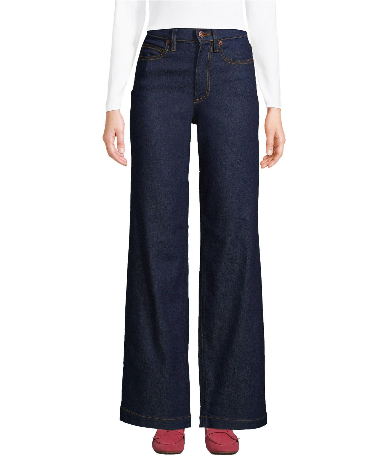 Lands' End Women's High Rise Wide Leg Denim Jeans