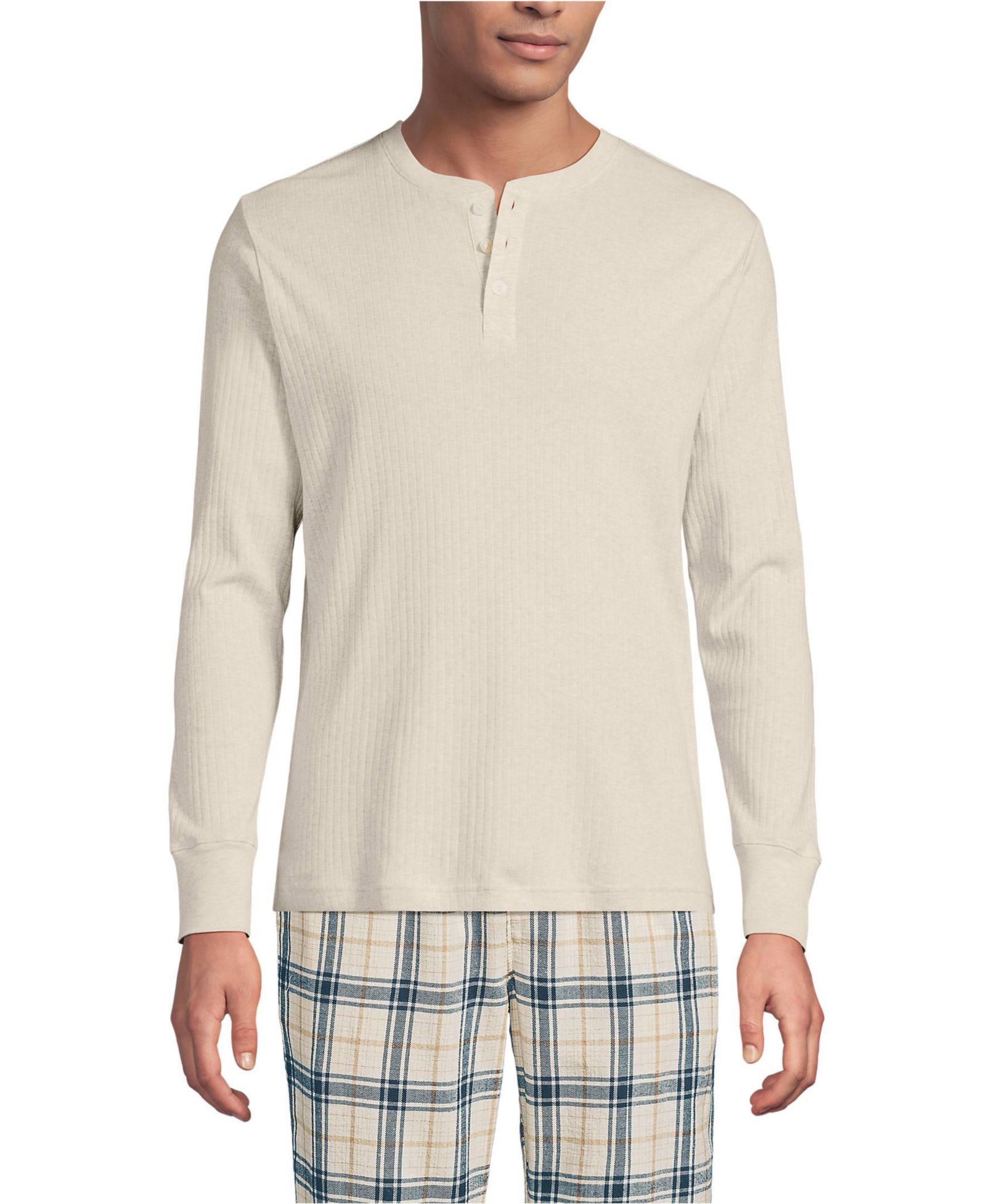 Lands' End Men's Knit Rib Pajama Henley