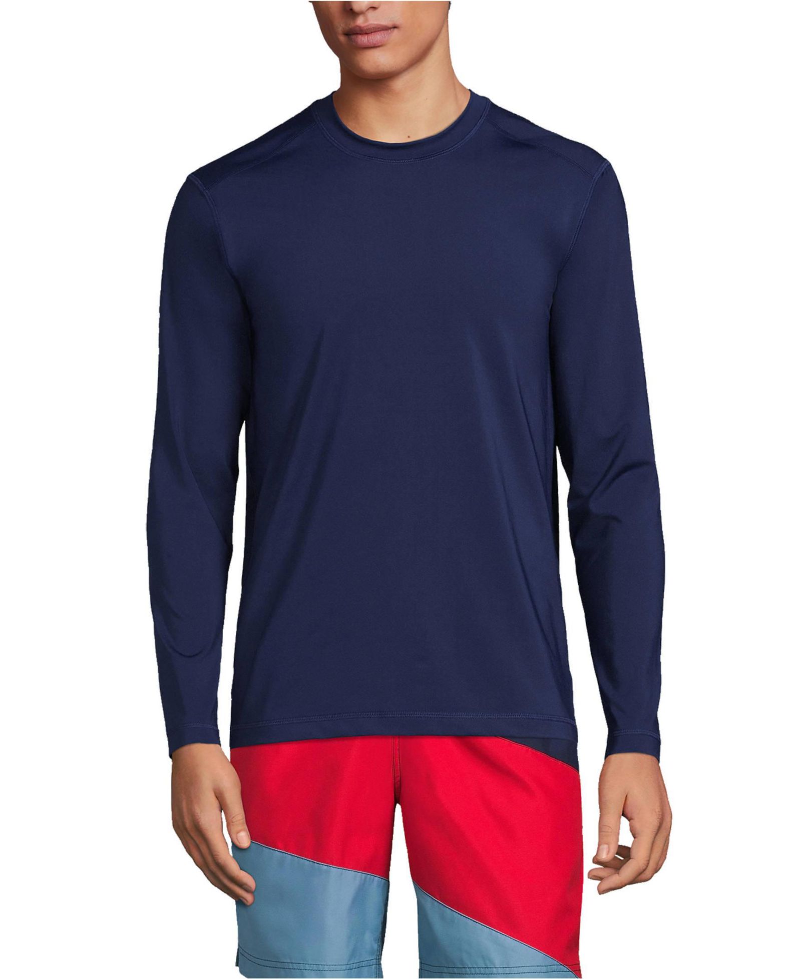 Lands' End Men's SunShade UPF 50 Long Sleeve Swim Tee Rash Guard